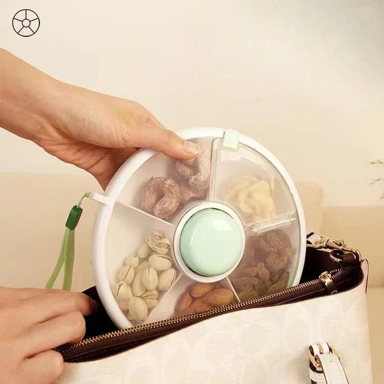 Snack storage box with lid snack rotating fruit tray snack box sealed dry fruit tray
