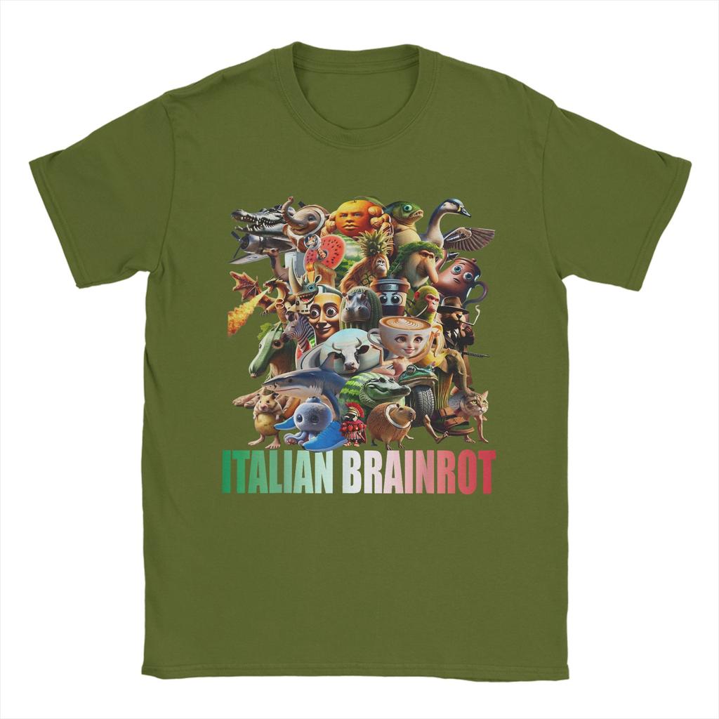 Italian Brainrot Characters Funny Meme Popular TShirt Unisex Novelty Cotton Tees O Neck Short Sleeve T Shirts Printing Clothing