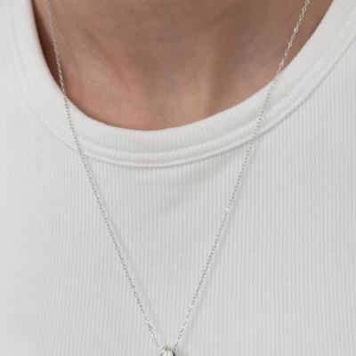 (925 Silber) Gebogener Muschelanhänger Lange Halskette NZ2501