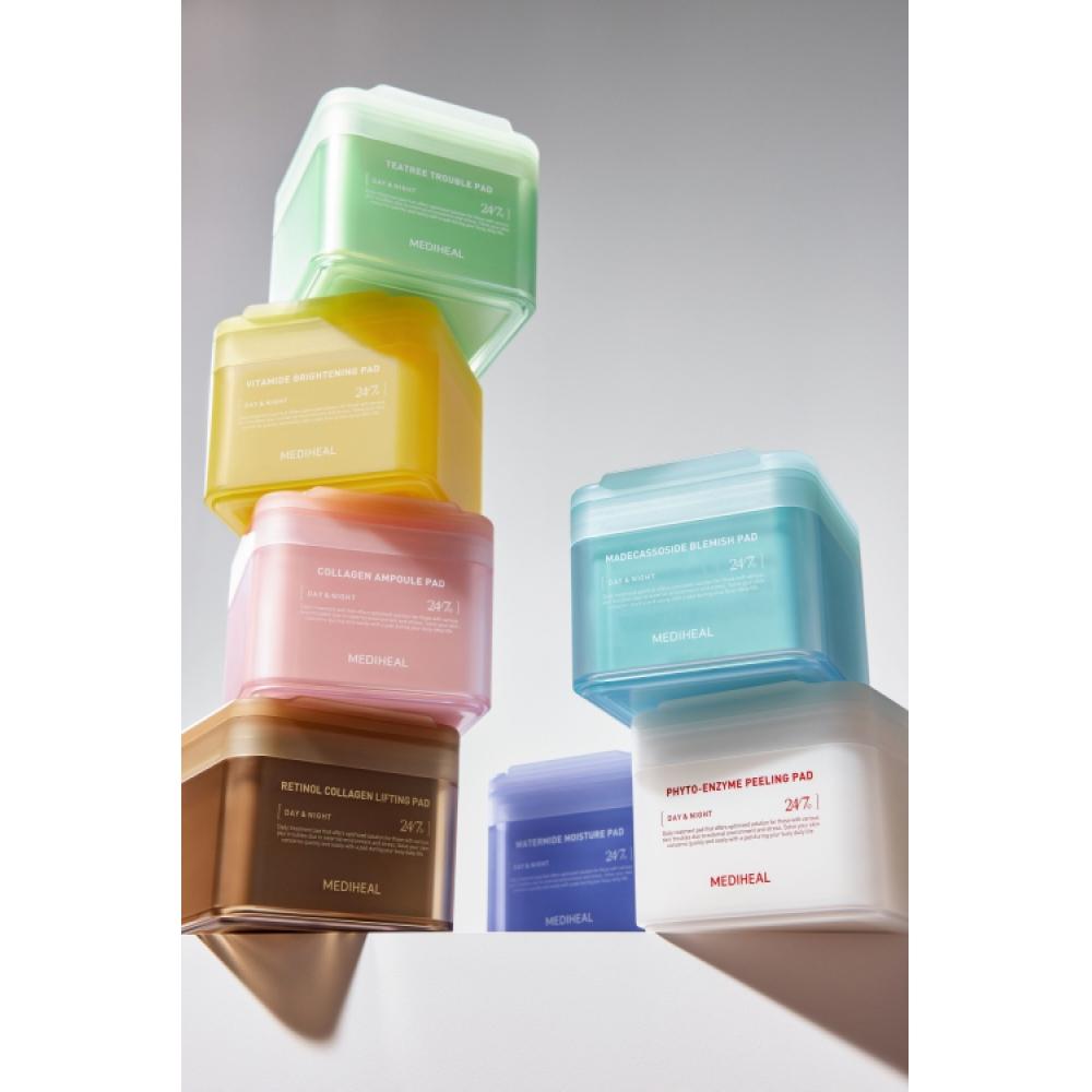 Mediheal Toner Pad 100 Sheets 7 Types  Tea Tree Water Made Collagen Vitamin Made Phyto Enzyme Retinol 