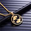 Punk Zodiac Constellation Pendant Gold Color Stainless Steel Round Necklaces for Men Women Fashion Party Jewelry Birthday Gift