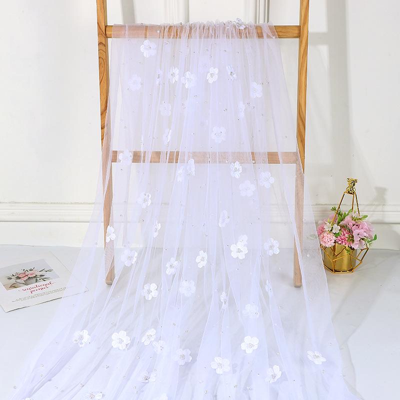 

3D Floral Beaded Mesh Fabric for Wedding Dresses and Decorations
