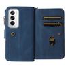 For Oppo Reno12 5G (Global) Zipper Wallet Case with 15 Card Slots and Strap Leather Phone Cover