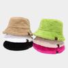 Ins Leather Standard Bucket Hat Women's Winter New Warm Outdoor Versatile Face Small Hat Autumn and Winter Plush Basin Hat