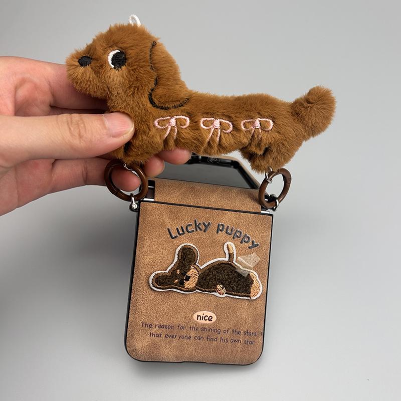 

Для чехлов на телефон Samsung Flip 7 милый щенок коричневый кожаный чехол для Samsung Galaxy Z Flip 7 чехлы со щенком пушистый ручной For Samsung z flip7