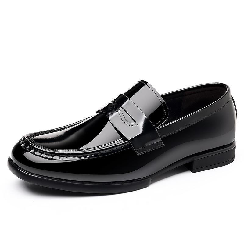 Men s Breathable Cowhide Slip-On Loafers: Shiny, Versatile Casual Leather Driving & Business Shoes. 42 чёрный