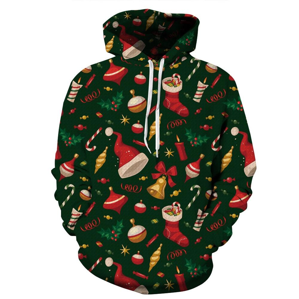 Festive Men Women Christmas 3d Graphic Printed Hoodie Sweatshirt Jumper Tops