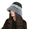 Plush Thickened Hat Women's Color Knitted Bucket Hat Winter Face Small Striped Basin Hat Tide