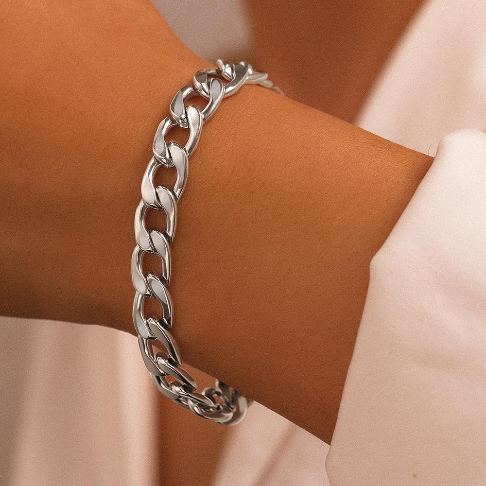 Stainless Steel Bracelets Hip-hop Exaggerated Cuban Chain Punk Retro Bracelet For Women Zircon Banquet Non-fading High-quality