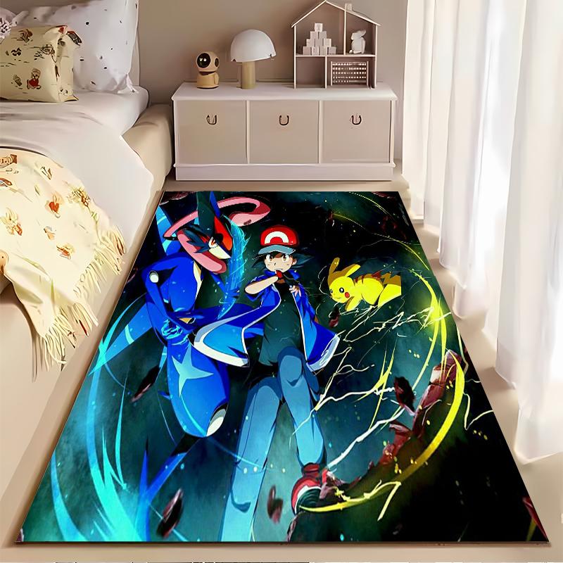 Greninja Print Flannel Carpet, Machine Washable and Non-Slip, Home Office Living Room Decoration