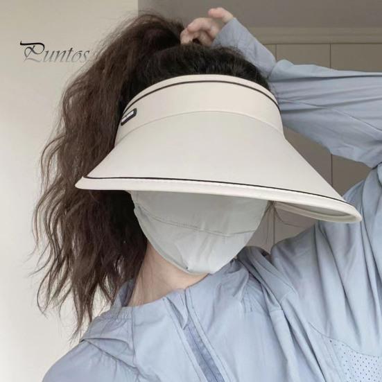 Sun Visor Hat Large Brim High Toughness Quick-drying Non-stuffy Letter Decor Beach Protection Multi-colors Breathable Women Cap for Daily Life Outdoor