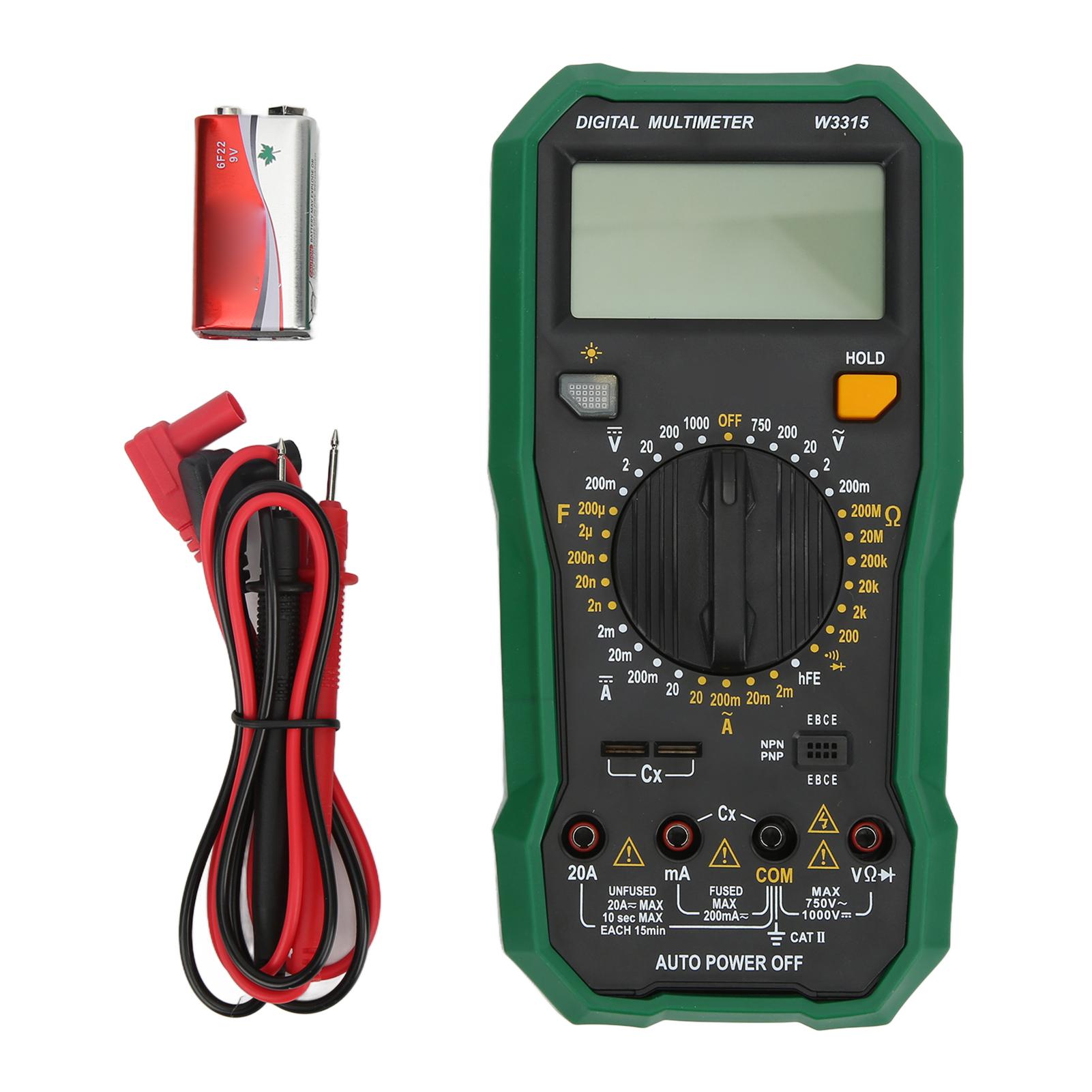 

W3315 Multimeter LED Digital Electrical Tester with High Accuracy ABS and Silica Gel Universal