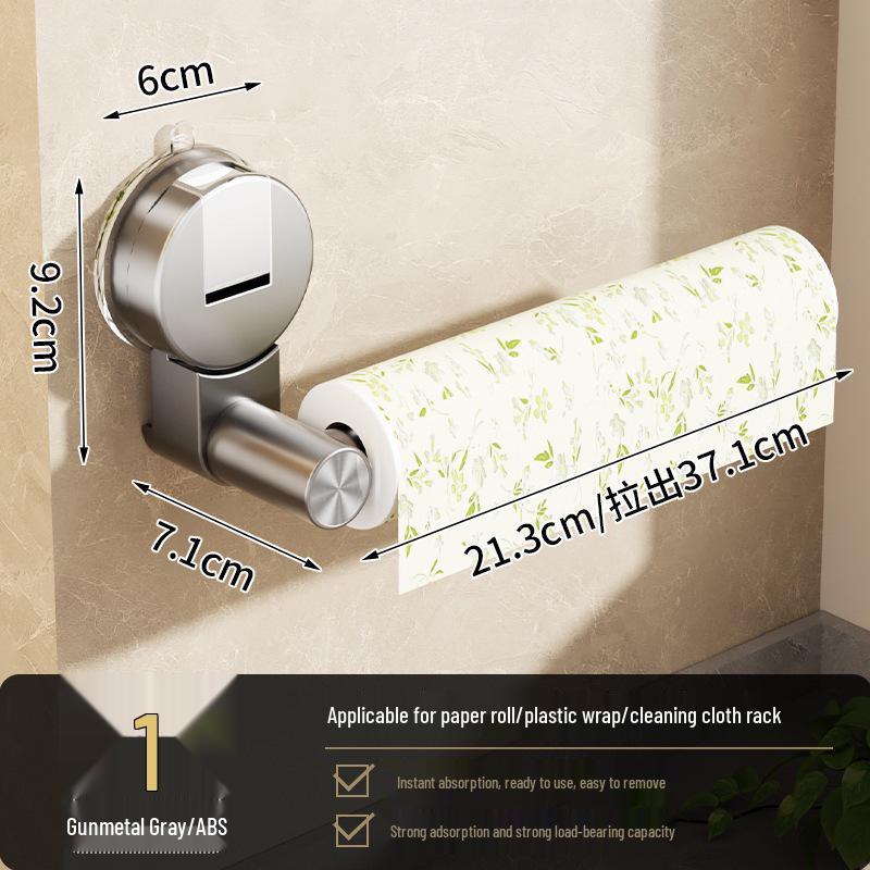 No-Drill Kitchen Cling Film & Dishcloth Holder - Wall-Mounted Suction Cup Design
