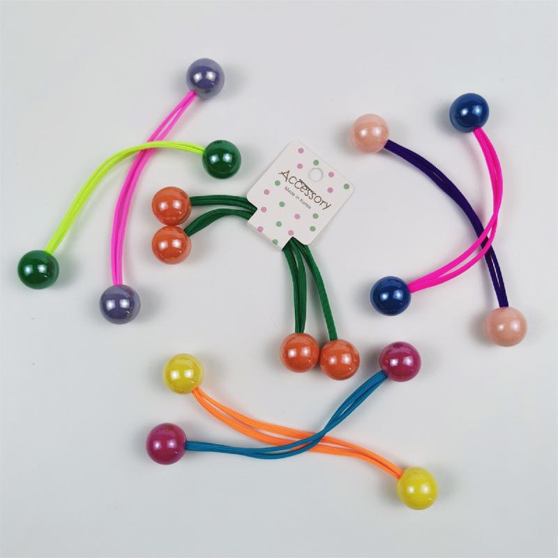 

Разноцветные двухсторонние резинки для волос - Эластичные резинки с круглыми шариками для детей, детские резинки, аксессуары для волос в корейском стиле Orange
