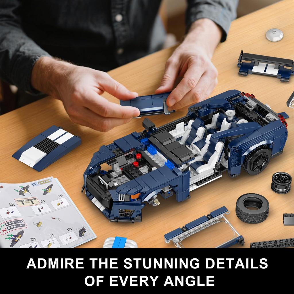 Mould King 10208 Tech Sports Car Building Block Kit, 1556 Parts Clamp Blocks Classic Muscle Car Model, Adults and Teens 14+, Gift Idea Collector's Kit