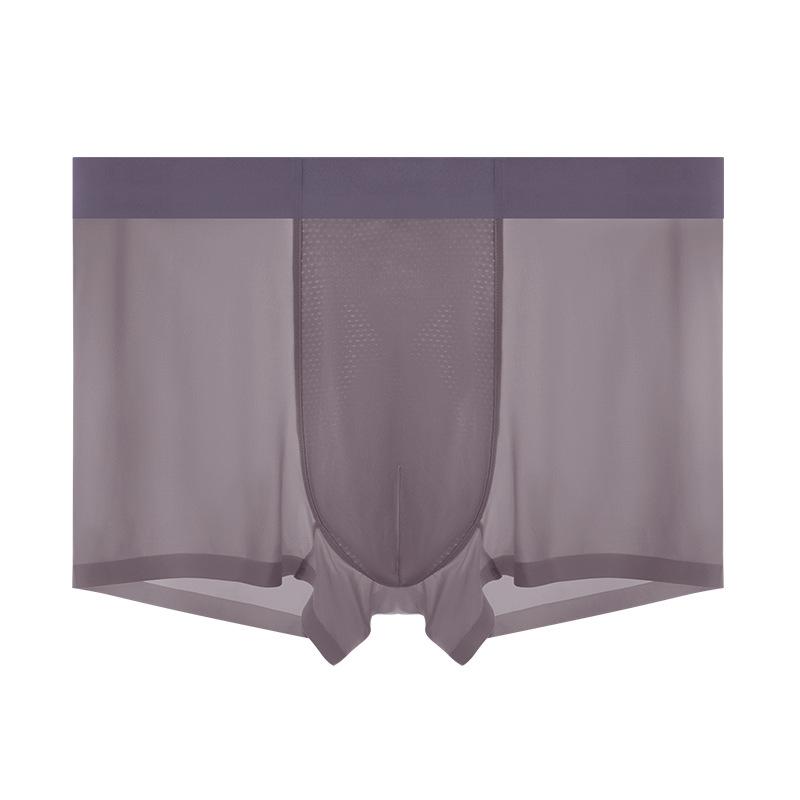 Men's Summer Silk Mesh Antibacterial Breathable Seamless Mid Rise Straight Lined Underwear
