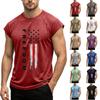 Men's Sleeveless Muscle Tank Top Casual Workout Shirt American Flag Graphic Print Summer Fitness Sportswear