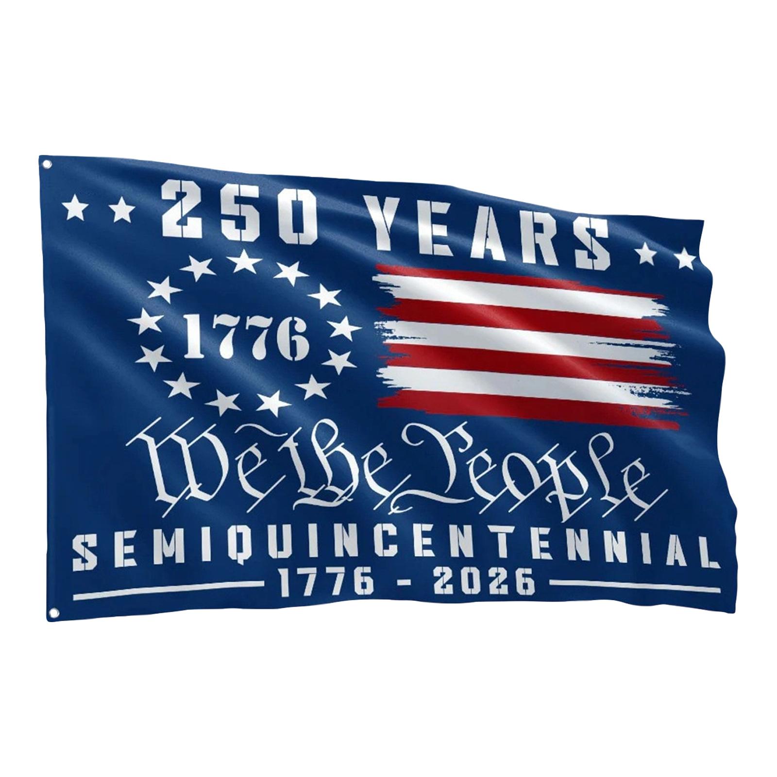 

Semiquincentennial Commemorative Flag 250 Years 1776 to 2026 Double Sided Print Durable Outdoor Banner 150x90cm Polyester Material One Size синій