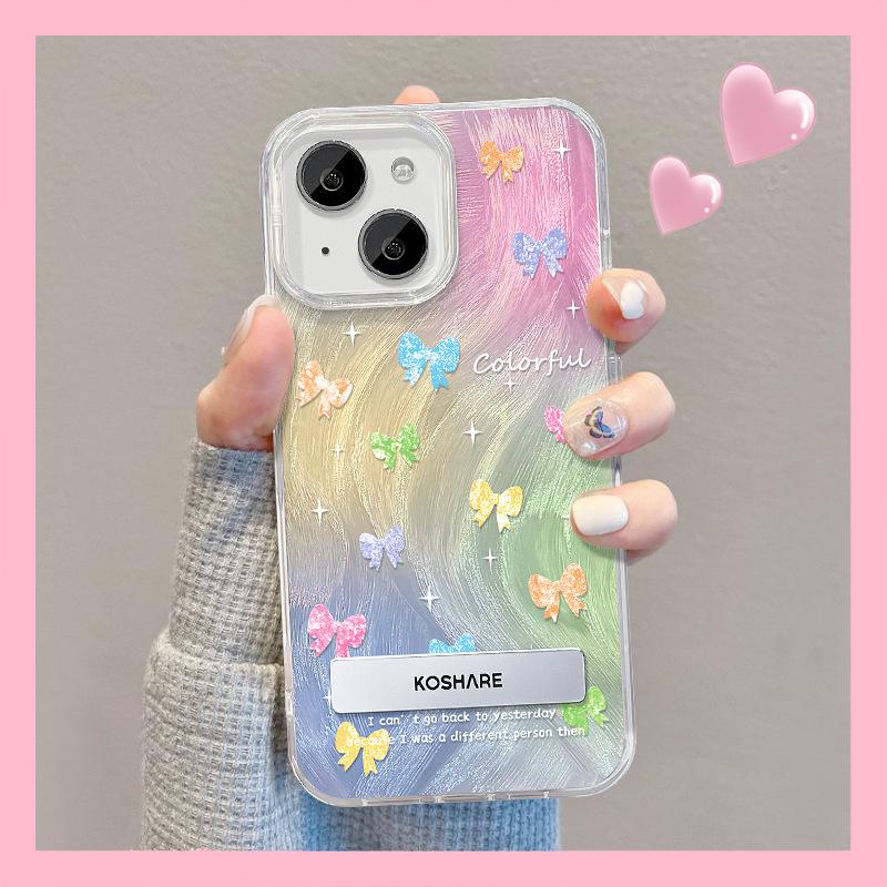 Suitable for Apple 15 Mobile Phone Case Summer Iphone14/13 Colored Star Invisible Bracket 12 Feather Yarn 11 Advanced