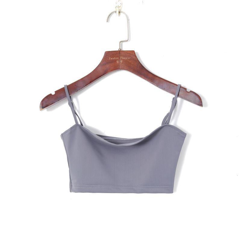 

Women s Fashion Solid Color Slim-Fit Show Umbilical Halter Top Grey S