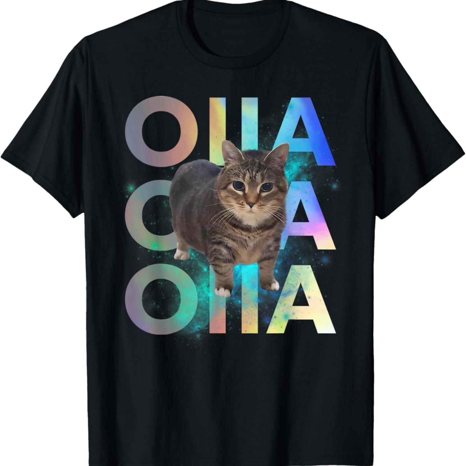 

Смешная футболка с мемом OIIA OIIA Крутящийся Кот , Смешной Мозголом , Этель Космические Люди , Женщины Дети S чёрный