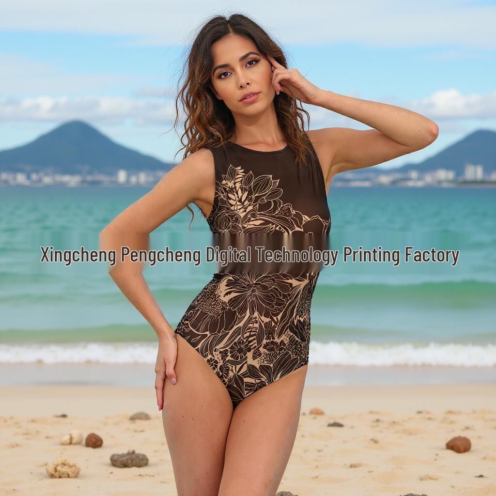 Russian Mesh Sun Protection Long-Sleeve One-Piece Swimsuit Cover-Up for Women
