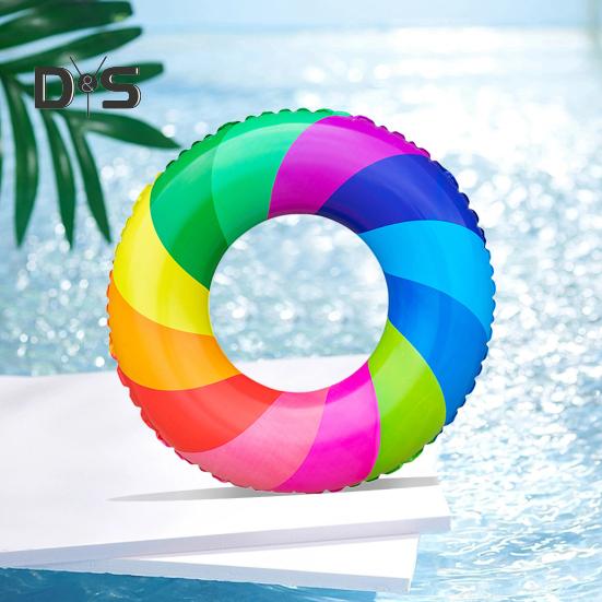 Anti-leak Kids Swimming Ring Smooth Fun Inflatable Rainbow Swimming Ring