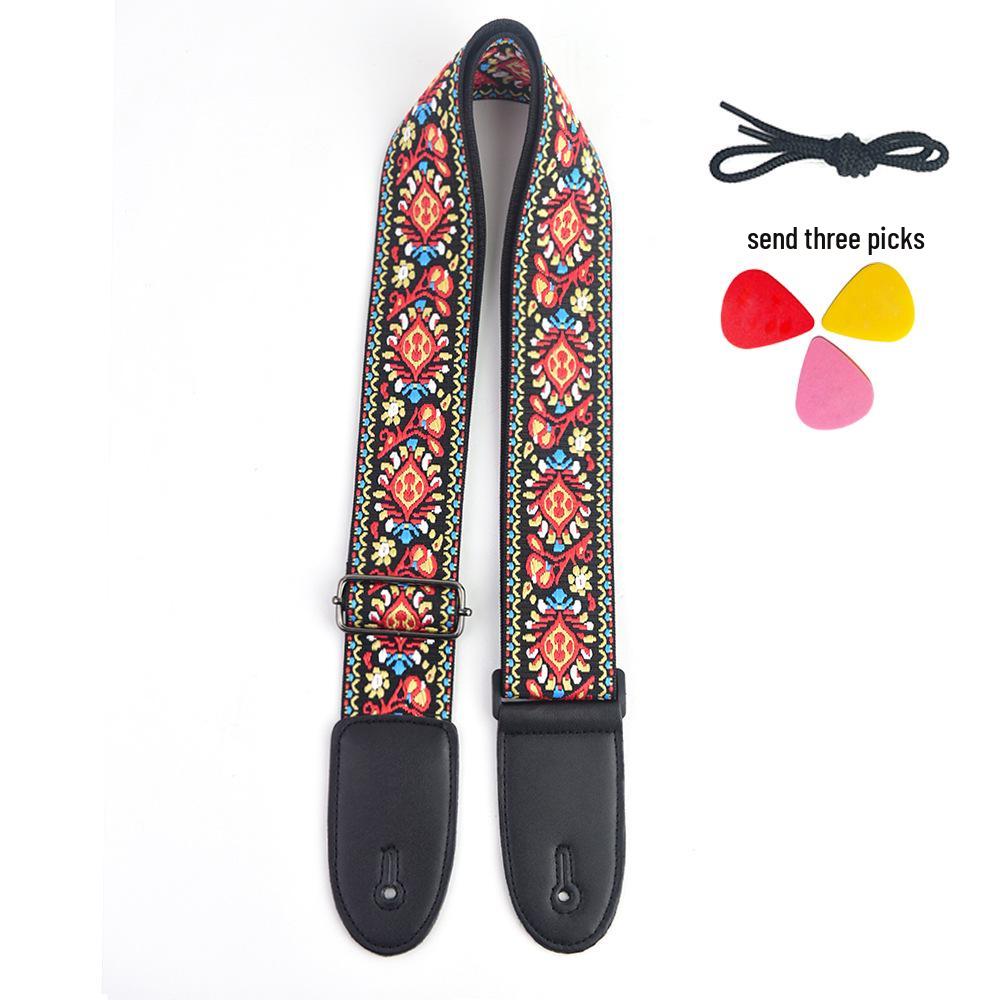 Thick Embroidered Universal Guitar Strap for Acoustic, Electric, and Wooden Guitars