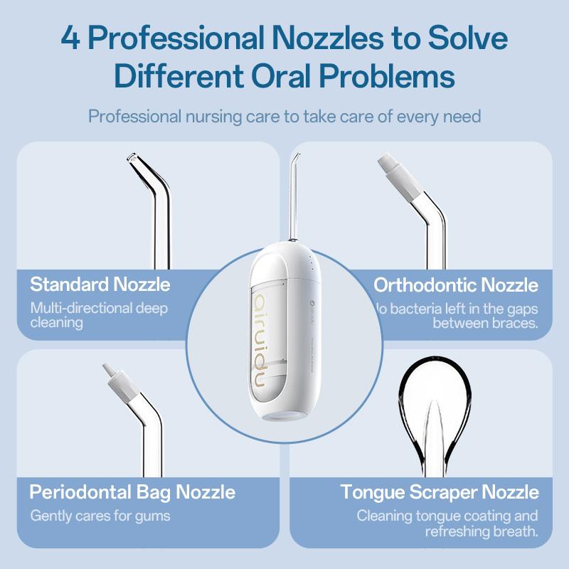 2025 Airuidu Oral Irrigator Dental Water Flosser Teeth Whitening Waterproof Portable Dental Water Jet Floss 150ML Teeth Cleaner