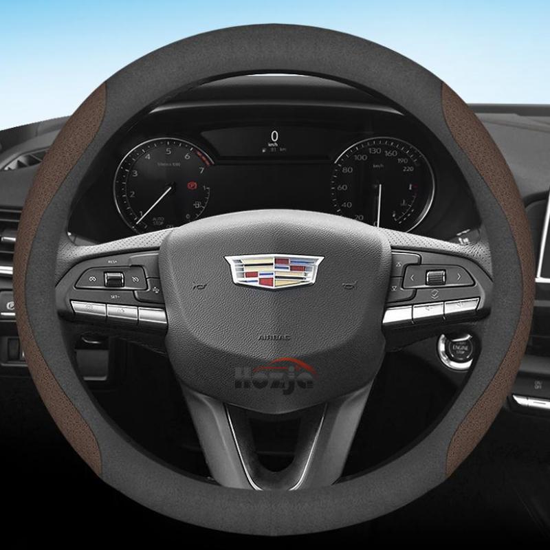 Leather Car Steering Wheel Cover for Cadillac SLS CT6 Escalade XT5 ATS CTS SRX XT4 XT6 Lyriq Optiq Accessories