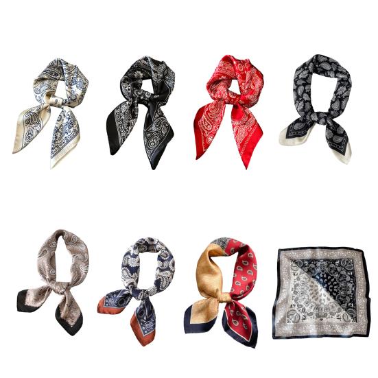 Silky Scarf Paisley Printing Smooth Texture Wrinkle-Resistant Windproof Imitation Silk Scarf Commuting Business Layering Neck Accessory