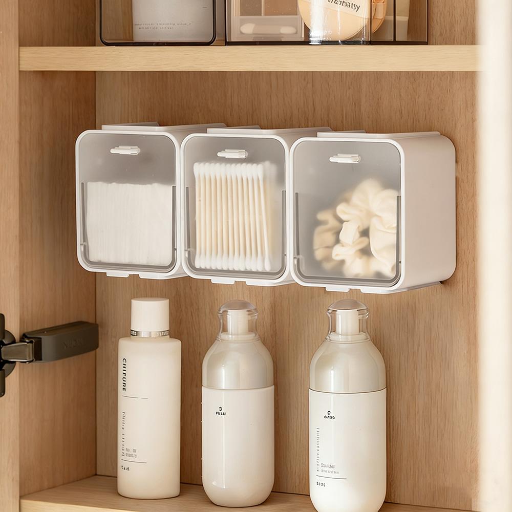 Bathroom Storage Rack Collapsible Storage Box Hanging Box Under The Cabinet Dust-proof Flip Cover Cosmetics Remover Cotton Swab