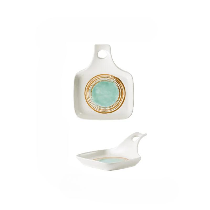 

Японская тарелка Неправильной формы Керамическая тарелка для закусок el Посуда Модная Простая Тарелка для дим-самов Креативная Ретро ручка 8 inches