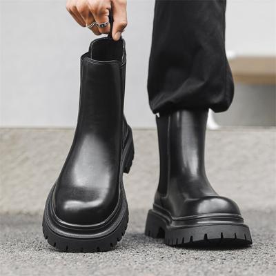 Martin Stiefel Herren Low-Top Schwarz Neu Plateau Erhöhung Lederschuhe Retro Chelsea Boots 2865-J