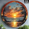 Round Aluminum Metal Sign Sunset Beach D Flat Art Decor Plaque Bar Kitchen Cafe Home Office Holiday Gift