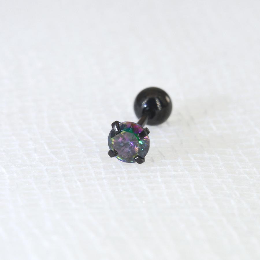 0.8mm Thick Minimalist Zircon 3-Prong Stud Earrings, Stainless Steel Screw for Ear Cartilage, Available in 1.5-5mm.