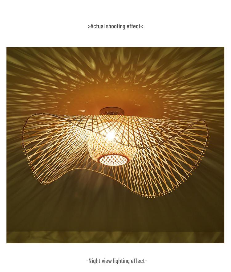 Zen Bamboo Weaving Ceiling Light: Creative Asian-Inspired Lighting for Hotels, Restaurants, Bedrooms, and Studies
