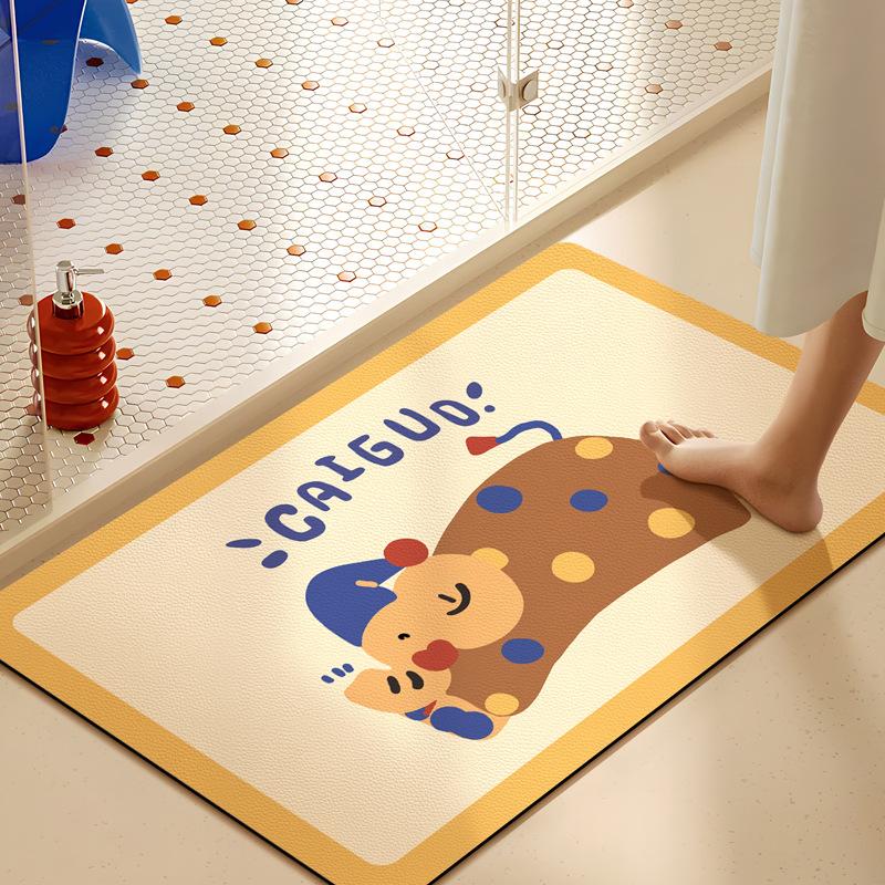 Cartoon Bathroom Water Absorption Oil Absorption Anti-slip Mat Household Toilet Quick-drying Foot Pad Bathroom Door Diatom Mud Mat
