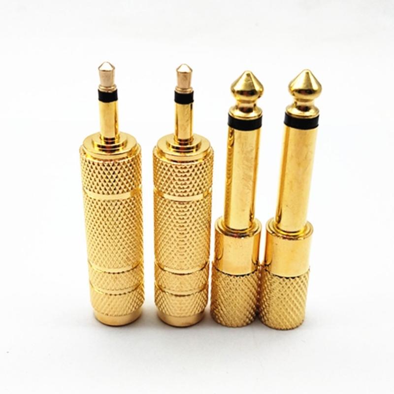 Gold Plate 6.5mm To 3.5mm Mono Adapter Audios Plugs High Fidelitys Sound Zinc Alloy Construction Durability Connectivities