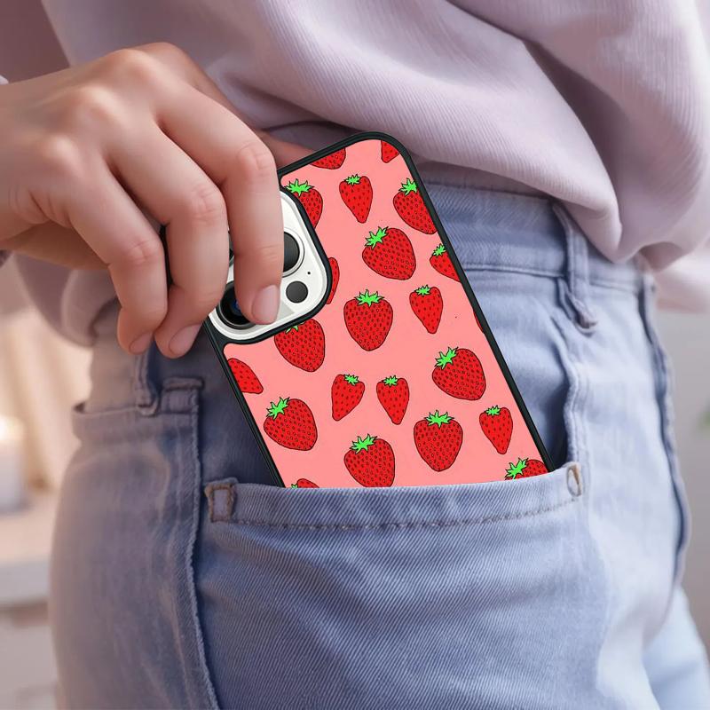 Pink Cherries Cherry Strawberry Phone Case For iPhone 17 Air 15 16e 14 13 Pro Max Coque 12 11 Pro Max PLUS Cover