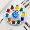 Aluminium Material Watercolor Paint Palette Round Shape Washable Paint Mixing Palette 10 Compartments Metal Construction