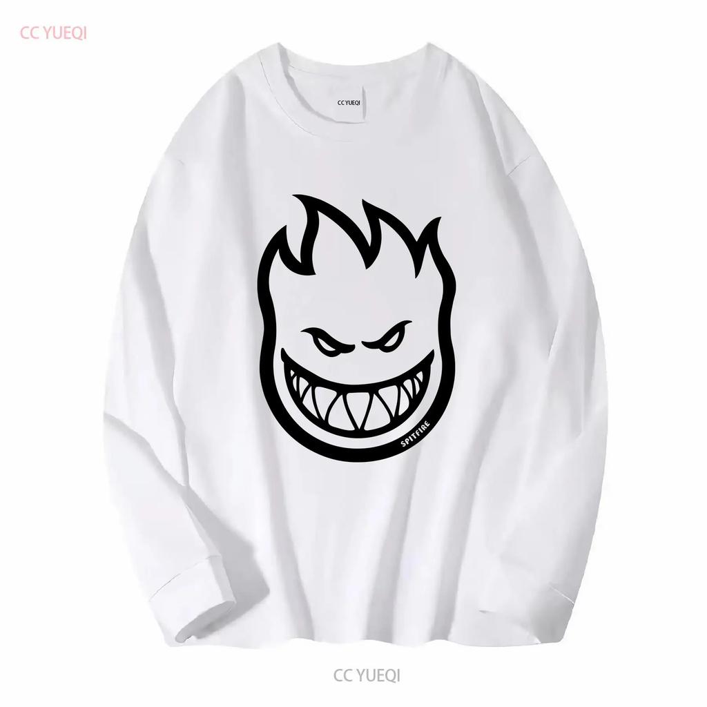 Spitfire Wheels BIGHEAD LOGO Skateboard T Shirt CHARCOAL BLACK Vintage Washed Fashion Graphic Versatile Comfortable Casual