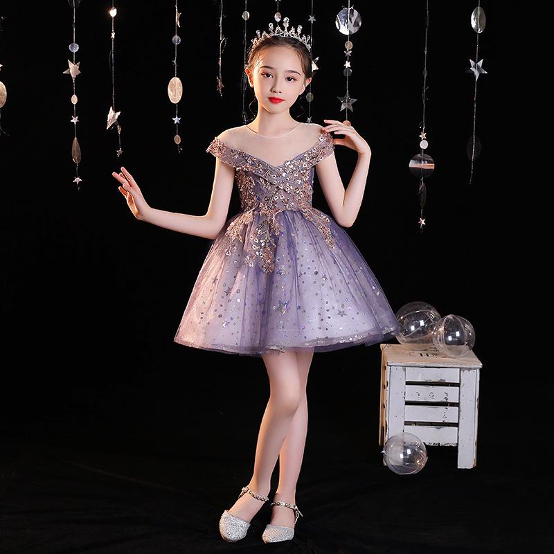 

Girls 2025 Summer Purple Fairy Princess Dress for Formal Events 130 cm
