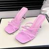 Fashion Size 43 Casual Fashion Women's Square Toe Slippers 2024 Summer New Simple Thin Strap Female High Heel Sandals Zapatos De Mujer