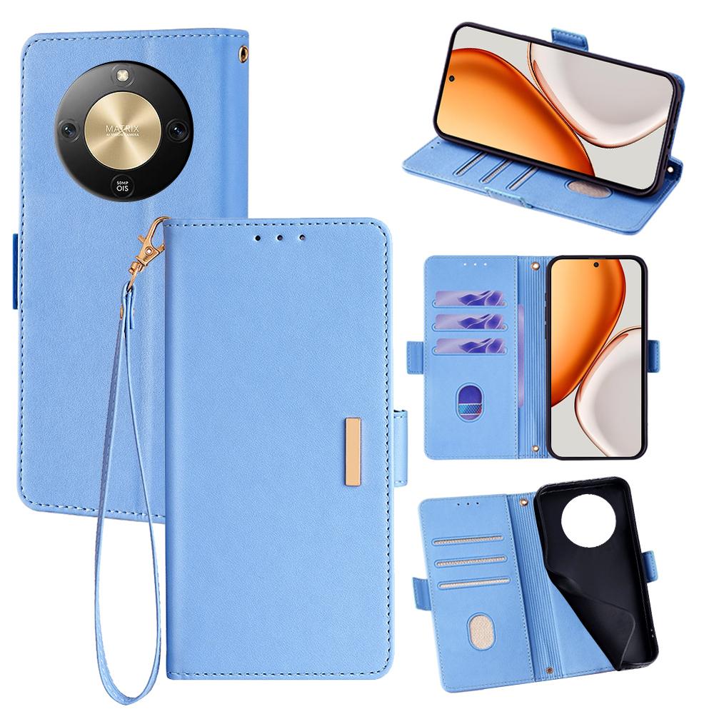 For Honor Magic8 Lite 5G/X9d 5G/X70 5G Case RFID Blocking Wallet PU Leather Phone Cover with Wrist Strap