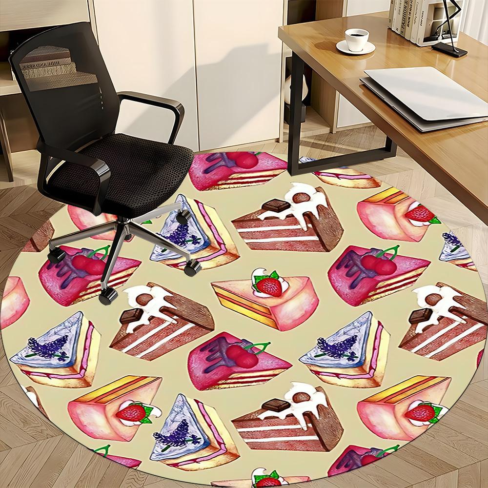 1pc Cake Slice Office Round Rug, Non-slip, Soft and Durable Office Rug for Interior Decoration, Perfect for Office, Beautiful Decoration yy260323002