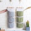 Elegant Space-saving Hanging Storage Bag With Durable Cotton Linen And 3 Pockets For Sundries