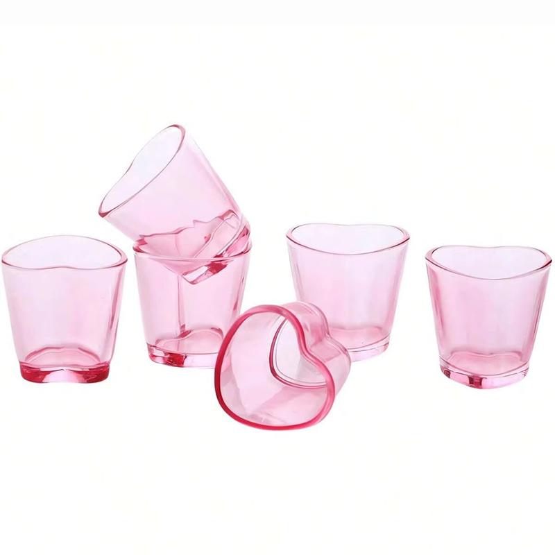 

6Pcs Plastic Beer Mugs, Mini Pink Heart Shaped Shot Glass, Tasting Cups for Drinking Whiskey Tequila Liquors Juice, Party Supply 6Pcs