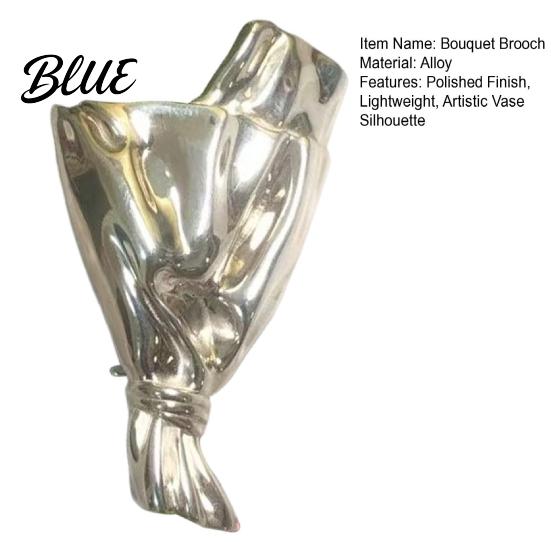 Artistic Bouquet Accessory Brooch Lightweight Alloy Vase Silhouette Insert Real/Dried