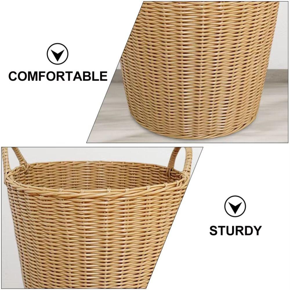 Rattan-Style Laundry Basket Foldable Dirty Clothes Basket Portable Wicker Baskets
